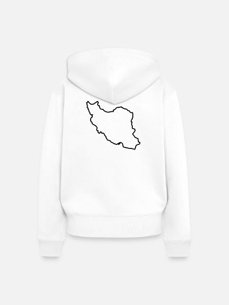 Iran Map Silhouette Persien - Frauen Premium Bio Zip Hoodie - Weiß