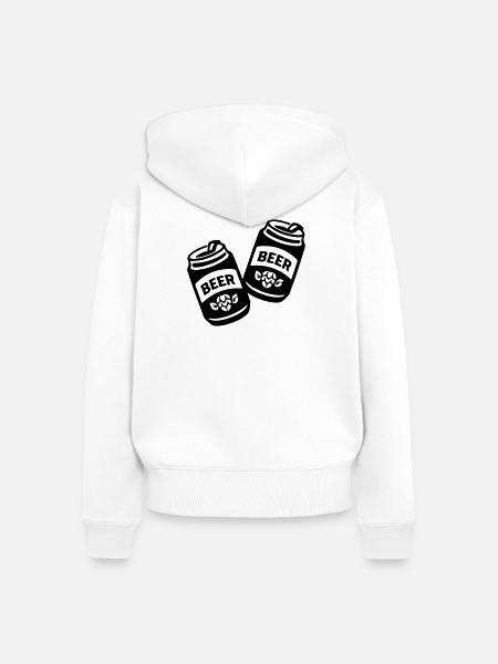 Zwei Bierdosen Schwarz Symbol - Frauen Premium Bio Zip Hoodie - Weiß