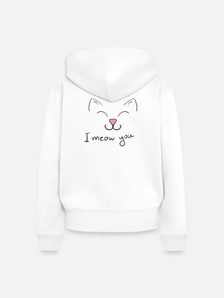 Ich miaue dich - Frauen Premium Bio Zip Hoodie - Weiß