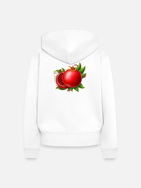 Granatapfel mit Blättern - Frauen Premium Bio Zip Hoodie - Weiß