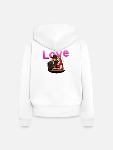 Love + Liebespaar - Frauen Premium Bio Zip Hoodie - Weiß