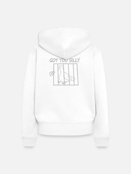 Taube im Käfig – So albern - Frauen Premium Bio Zip Hoodie - Weiß