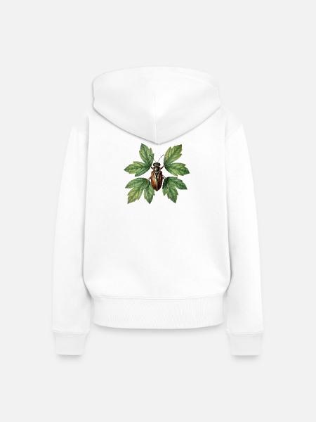 Käferinsekt auf grünem Laub - Frauen Premium Bio Zip Hoodie - Weiß