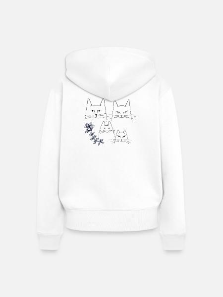 Katzen mit Blumenranke - Frauen Premium Bio Zip Hoodie - Weiß