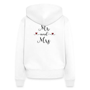 Mr and Mrs - Frauen Premium Bio Zip Hoodie - Weiß - Hinten - AI Model Female 172 light (172cm)