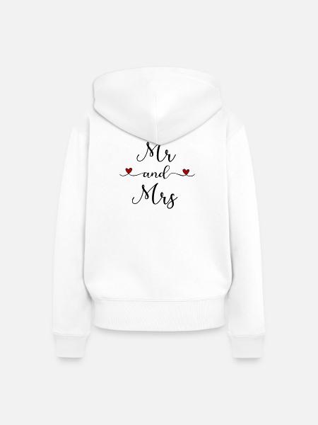 Mr and Mrs - Frauen Premium Bio Zip Hoodie - Weiß