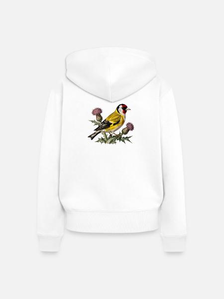 Amerikanischer Stieglitz auf der Distel - Frauen Premium Bio Zip Hoodie - Weiß