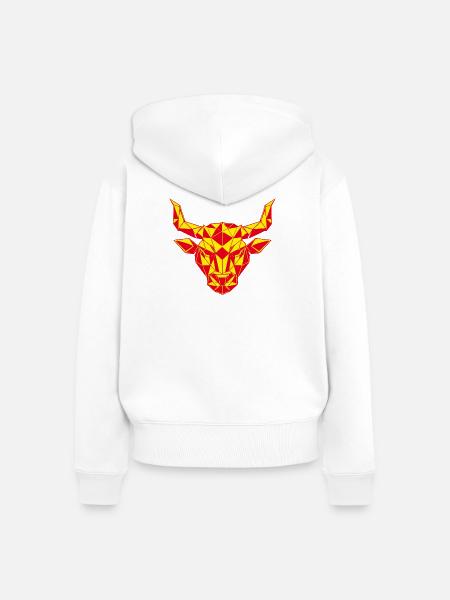 Geometrischer Stierkopf Feuerrot, Sternzeichen  - Frauen Premium Bio Zip Hoodie - Weiß