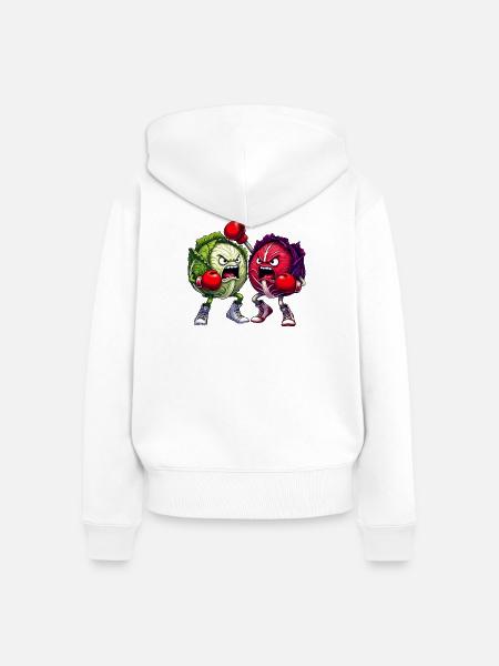 Boxende Kohlköpfe - Frauen Premium Bio Zip Hoodie - Weiß