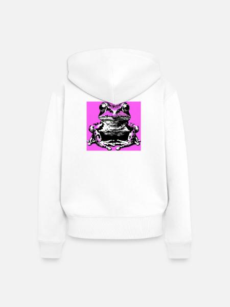 Frosch - Frauen Premium Bio Zip Hoodie - Weiß