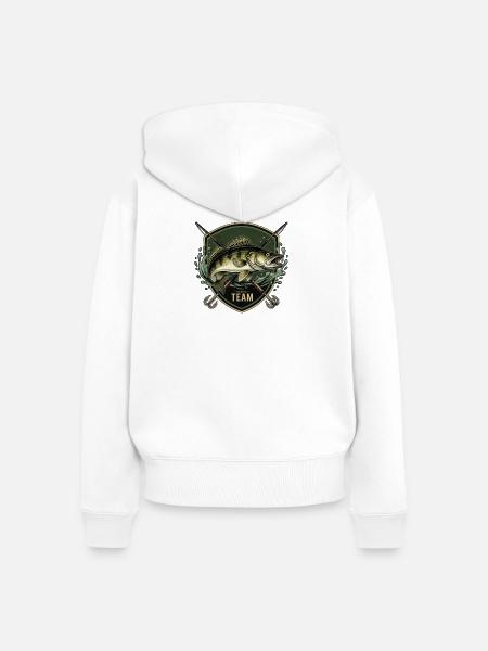 Zander Fishing Team – Dark Angler Badge - Frauen Premium Bio Zip Hoodie - Weiß