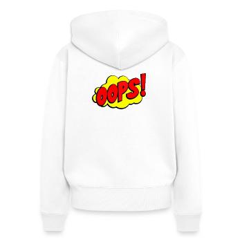 Cartoon Oops Comic Design - Women's Premium Organic Zip Hoodie - white - Back - AI Model Female 172 light (172cm)