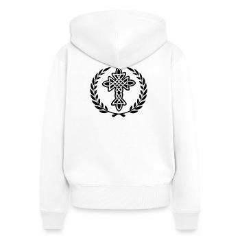 Keltisches Kreuz Logo - Frauen Premium Bio Zip Hoodie - Weiß - Hinten - AI Model Female 172 light (172cm)