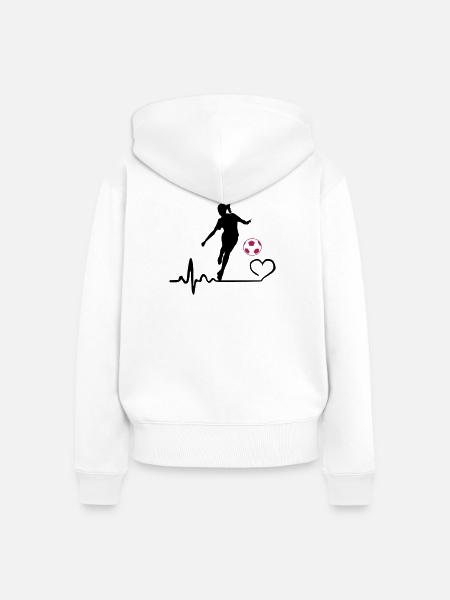 Fußballerin Herzschlag - Frauen Premium Bio Zip Hoodie - Weiß
