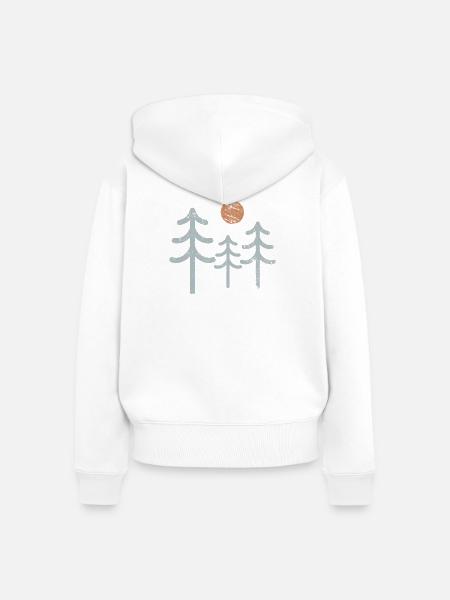 Sonnenbeschienene Kiefern-Silhouette - Frauen Premium Bio Zip Hoodie - Weiß