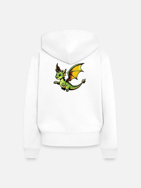 Drache - Frauen Premium Bio Zip Hoodie - Weiß