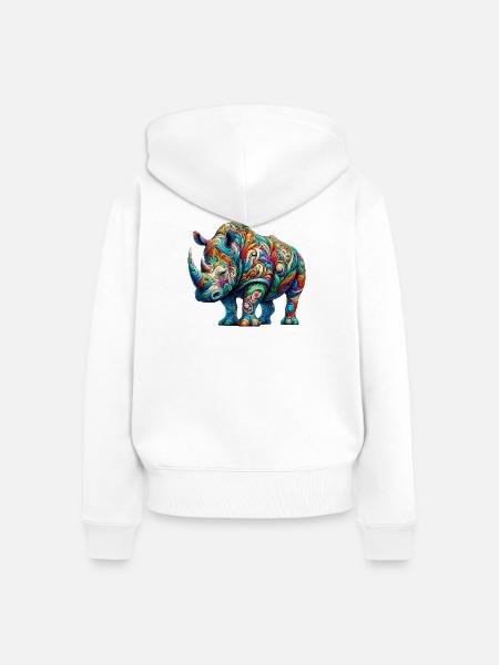 Nashorn - Frauen Premium Bio Zip Hoodie - Weiß