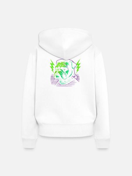 Bulldogge Neon Nähstich - Frauen Premium Bio Zip Hoodie - Weiß