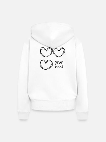 Mama Herz - Frauen Premium Bio Zip Hoodie - Weiß