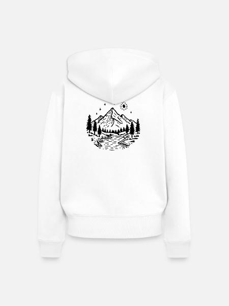 Berge Landschaft Wald - Frauen Premium Bio Zip Hoodie - Weiß