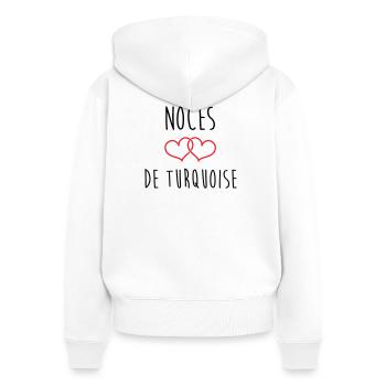 Türkis Hochzeit 18 Jahre Ehe - Frauen Premium Bio Zip Hoodie - Weiß - Hinten - AI Model Female 172 light (172cm)