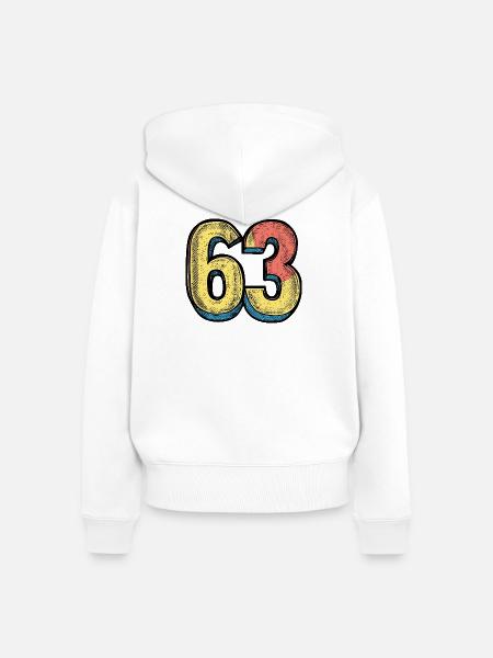 63 Zahl Bunt - Frauen Premium Bio Zip Hoodie - Weiß