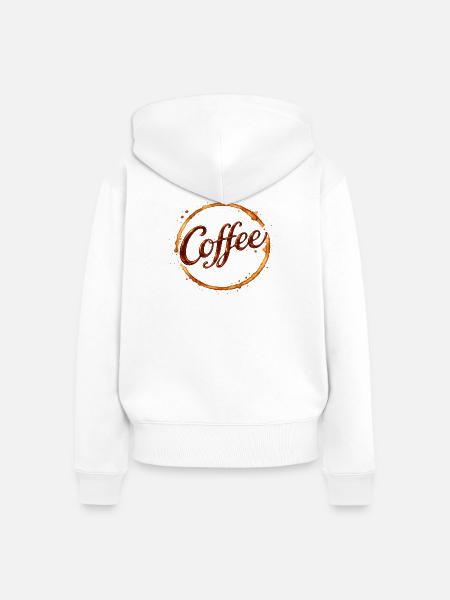 Coffee Tassen Abdruck Illustration - Frauen Premium Bio Zip Hoodie - Weiß