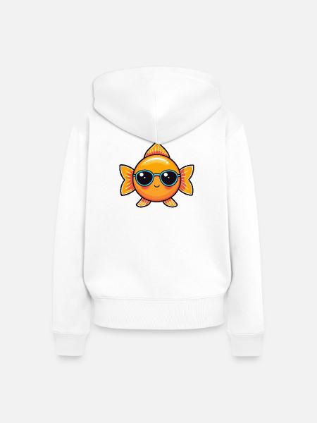 Retro Fisch Blaue Brille - Frauen Premium Bio Zip Hoodie - Weiß
