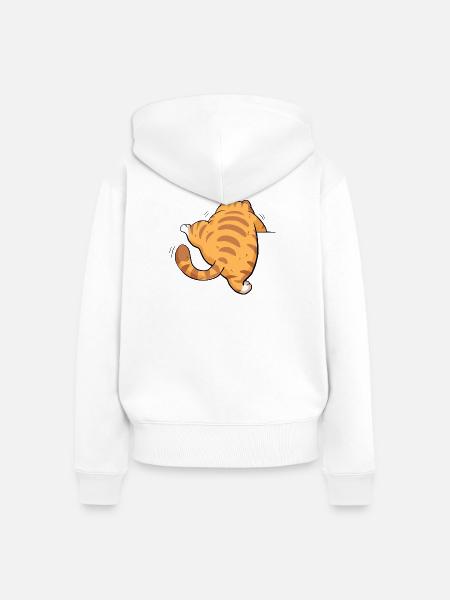Rückansicht getigertes Kätzchen - Frauen Premium Bio Zip Hoodie - Weiß