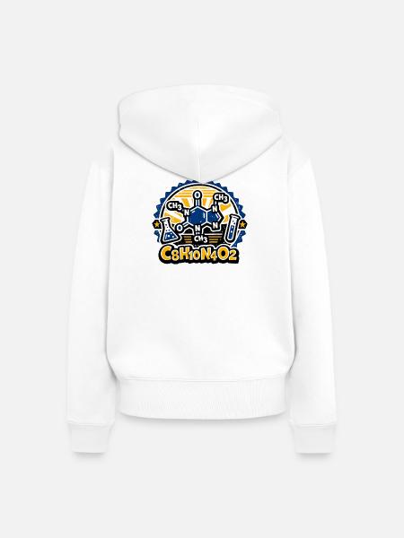 Koffeinmolekül Neon Badge Design - Frauen Premium Bio Zip Hoodie - Weiß
