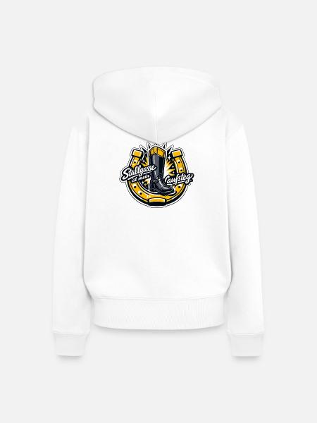 Stallgasse Boot Motiv - Frauen Premium Bio Zip Hoodie - Weiß