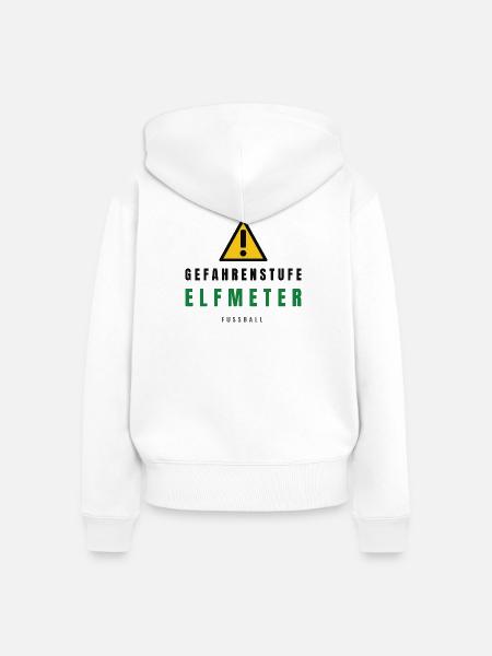 Gefahrenstufe Elf Meter Fußball - Frauen Premium Bio Zip Hoodie - Weiß