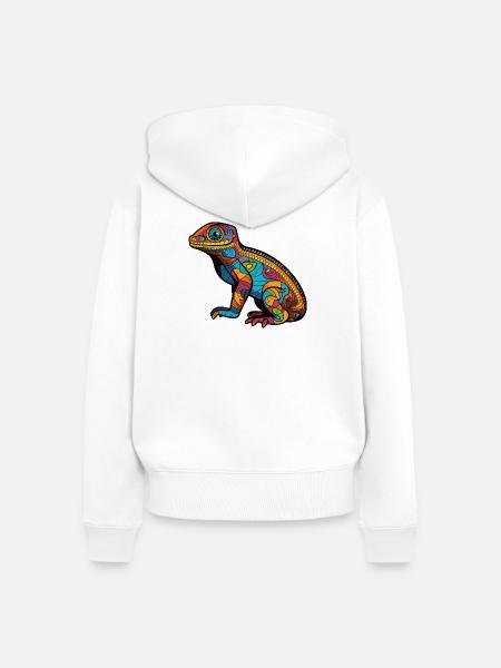 Psychedelische Mosaic-Echse - Frauen Premium Bio Zip Hoodie - Weiß