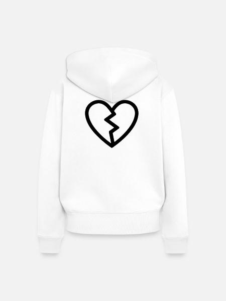 gebrochenes Herz - Frauen Premium Bio Zip Hoodie - Weiß