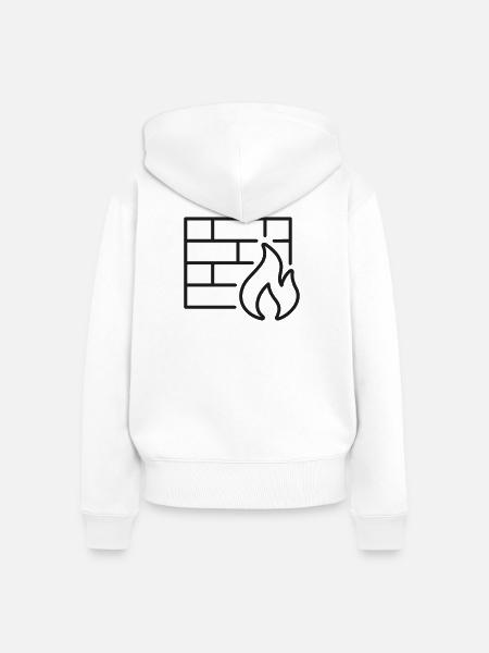 Firewall-Schutzlinien-Symbol - Frauen Premium Bio Zip Hoodie - Weiß