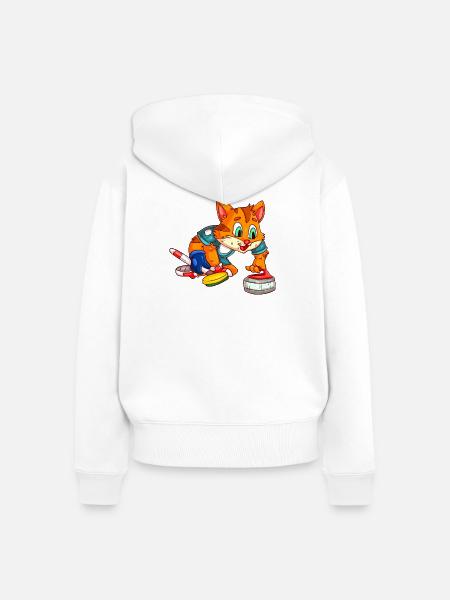 Curling Katzen - Frauen Premium Bio Zip Hoodie - Weiß
