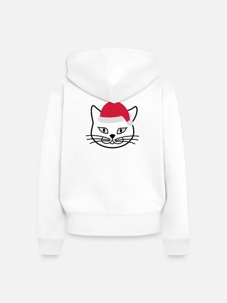 Nikolaus Kitteh - Frauen Premium Bio Zip Hoodie - Weiß