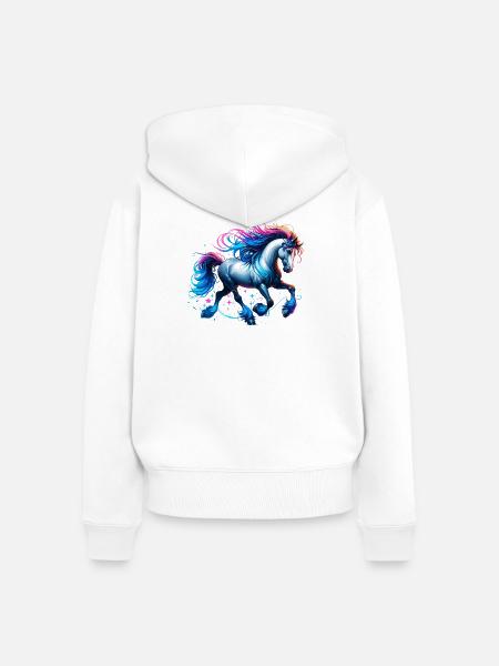Pferd - Frauen Premium Bio Zip Hoodie - Weiß