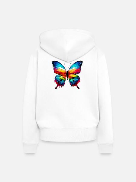 Schmetterling - Frauen Premium Bio Zip Hoodie - Weiß