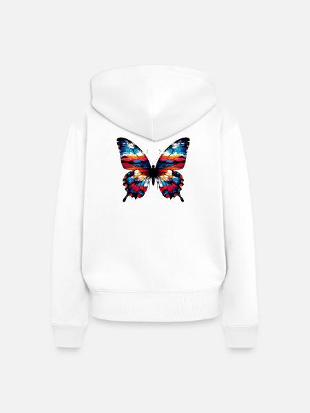 Schmetterling - Frauen Premium Bio Zip Hoodie - Weiß