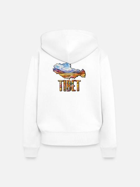 Aquarell Landkarte Tibet - Frauen Premium Bio Zip Hoodie - Weiß