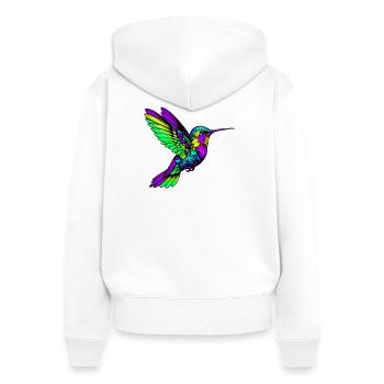 Kolibri - Frauen Premium Bio Zip Hoodie - Weiß - Hinten - AI Model Female 172 light (172cm)