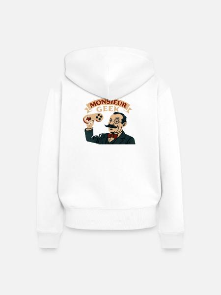 Mr. Geek Retro Spiel - Frauen Premium Bio Zip Hoodie - Weiß