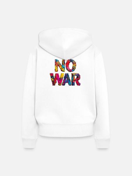 No War Farbstarkes Statement - Frauen Premium Bio Zip Hoodie - Weiß