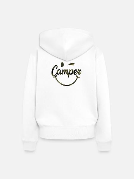 Camper Smile camouflage - Frauen Premium Bio Zip Hoodie - Weiß