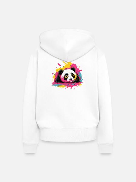 Panda Farbsplash - Frauen Premium Bio Zip Hoodie - Weiß