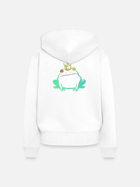 Froschkönig und Neonkrone - Frauen Premium Bio Zip Hoodie - Weiß