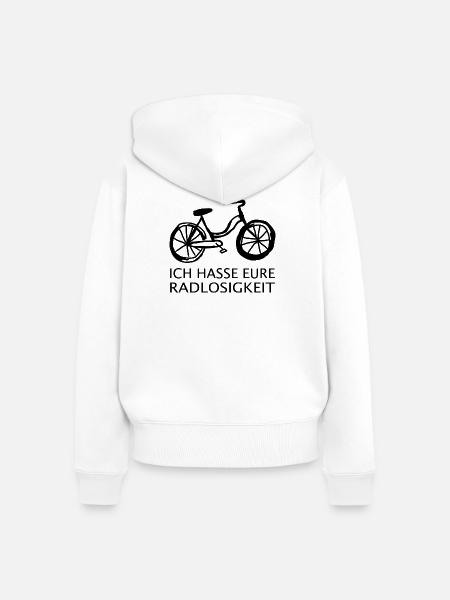 Ich hasse eure Radlosigkeit - Frauen Premium Bio Zip Hoodie - Weiß