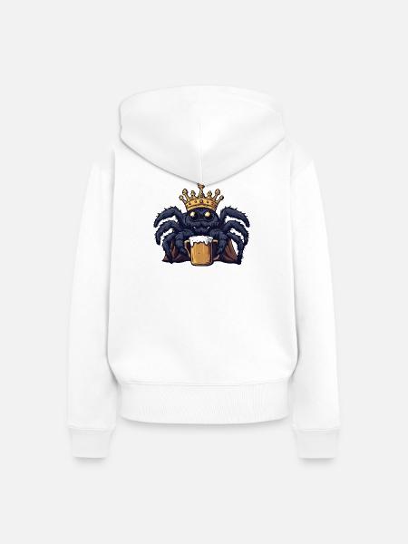 Tarantula Bier König - Frauen Premium Bio Zip Hoodie - Weiß