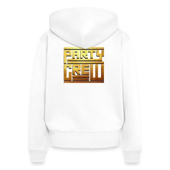 Équipe de fête - Sweat à capuche zippé Premium bio Femme - blanc - Dos - AI Model Female 172 light (172cm)